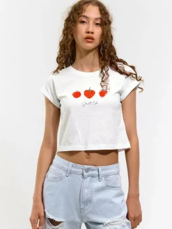 GATE Krótka, bawełniana koszulka z nadrukiem| Koszulki I Topy·Koszulki|Koszulki I Topy·Koszulki Z Nadrukiem