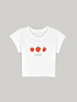 GATE Krótka, bawełniana koszulka z nadrukiem| Koszulki I Topy·Koszulki|Koszulki I Topy·Koszulki Z Nadrukiem