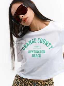 GATE Krótka, bawełniana koszulka z nadrukiem| Koszulki I Topy·Koszulki Z Nadrukiem|Koszulki I Topy·Crop Top ☀️