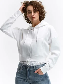 GATE Krótka bluza zapinana na zamek z kapturem| Swetry I Bluzy·Bluzy