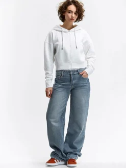 GATE Krótka bluza zapinana na zamek z kapturem| Swetry I Bluzy·Bluzy