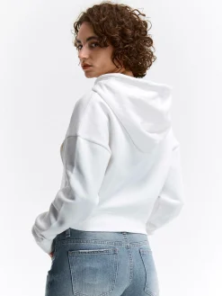 GATE Krótka bluza zapinana na zamek z kapturem| Swetry I Bluzy·Bluzy