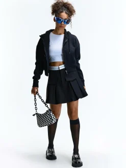 GATE Krótka bluza zapinana na zamek z kapturem| Swetry I Bluzy·Bluzy