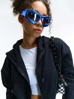 GATE Krótka bluza zapinana na zamek z kapturem| Swetry I Bluzy·Bluzy