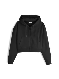 GATE Krótka bluza zapinana na zamek z kapturem| Swetry I Bluzy·Bluzy