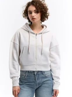 GATE Krótka bluza zapinana na zamek z kapturem| Swetry I Bluzy·Bluzy