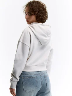 GATE Krótka bluza zapinana na zamek z kapturem| Swetry I Bluzy·Bluzy