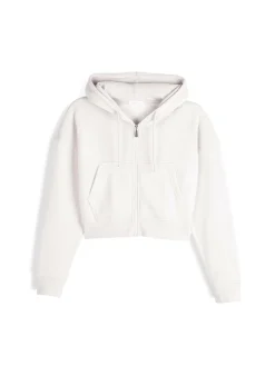 GATE Krótka bluza zapinana na zamek z kapturem| Swetry I Bluzy·Bluzy