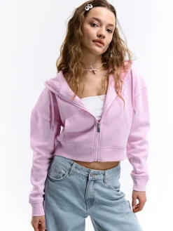 GATE Krótka bluza zapinana na zamek z kapturem| Swetry I Bluzy·Bluzy