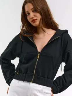 GATE Krótka bluza zapinana na zamek| Swetry I Bluzy·Bluzy