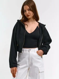 GATE Krótka bluza zapinana na zamek| Swetry I Bluzy·Bluzy