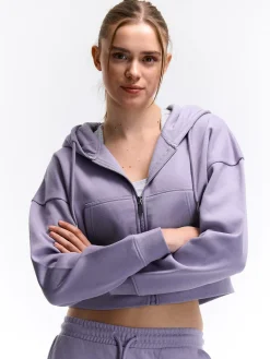 GATE Krótka bluza zapinana na zamek z kapturem| Swetry I Bluzy·Bluzy