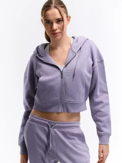 GATE Krótka bluza zapinana na zamek z kapturem| Swetry I Bluzy·Bluzy