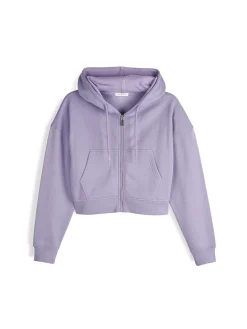 GATE Krótka bluza zapinana na zamek z kapturem| Swetry I Bluzy·Bluzy