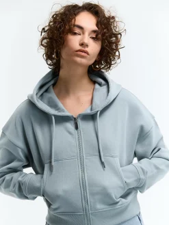 GATE Krótka bluza zapinana na zamek z kapturem| Swetry I Bluzy·Bluzy