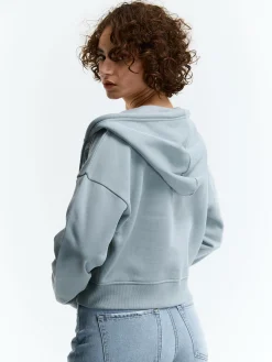 GATE Krótka bluza zapinana na zamek z kapturem| Swetry I Bluzy·Bluzy