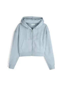 GATE Krótka bluza zapinana na zamek z kapturem| Swetry I Bluzy·Bluzy