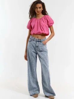 GATE Krótka bluzka z bufiastymi rękawami| Koszulki I Topy·Topy|Koszulki I Topy·Crop Top ☀️