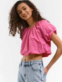 GATE Krótka bluzka z bufiastymi rękawami| Koszulki I Topy·Topy|Koszulki I Topy·Crop Top ☀️