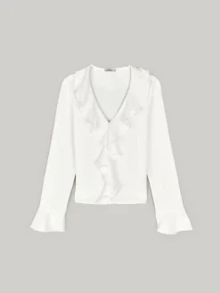 GATE Krótka bluzka z falbanką| Koszulki I Topy·Bluzki