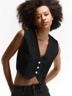 GATE Krótka kamizelka dżinsowa| Kurtki I Płaszcze·Żakiety|Kategorie·Kamizelki