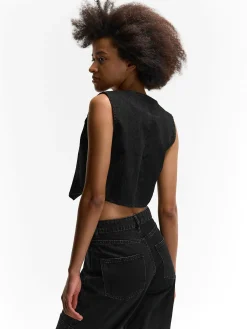 GATE Krótka kamizelka dżinsowa| Kurtki I Płaszcze·Żakiety|Kategorie·Kamizelki