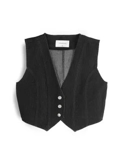 GATE Krótka kamizelka dżinsowa| Kurtki I Płaszcze·Żakiety|Kategorie·Kamizelki