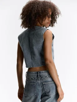 GATE Krótka kamizelka dżinsowa| Kurtki I Płaszcze·Żakiety|Kategorie·Kamizelki