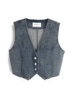 GATE Krótka kamizelka dżinsowa| Kurtki I Płaszcze·Żakiety|Kategorie·Kamizelki