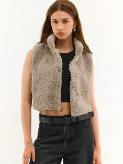 GATE Krótka kamizelka pluszowa| Kurtki I Płaszcze·Kamizelki