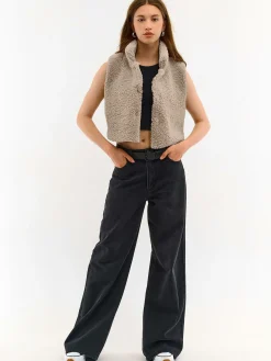 GATE Krótka kamizelka pluszowa| Kurtki I Płaszcze·Kamizelki