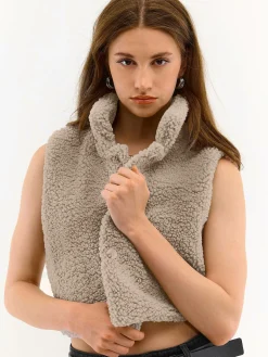 GATE Krótka kamizelka pluszowa| Kurtki I Płaszcze·Kamizelki