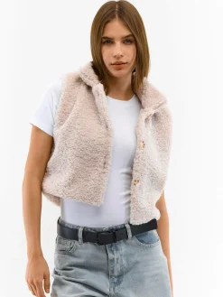 GATE Krótka kamizelka pluszowa| Kurtki I Płaszcze·Kamizelki