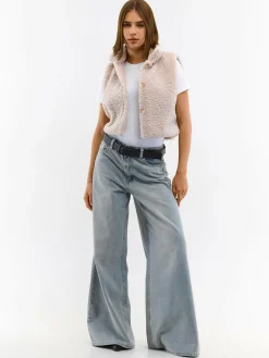 GATE Krótka kamizelka pluszowa| Kurtki I Płaszcze·Kamizelki