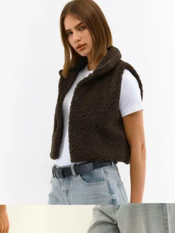 GATE Krótka kamizelka pluszowa| Kurtki I Płaszcze·Kamizelki