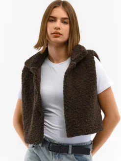 GATE Krótka kamizelka pluszowa| Kurtki I Płaszcze·Kamizelki