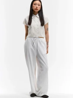 GATE Krótka koszula z domieszką lnu|Damskie Koszulki I Topy·Koszule Damskie