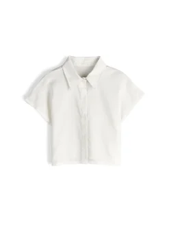 GATE Krótka koszula z domieszką lnu|Damskie Koszulki I Topy·Koszule Damskie