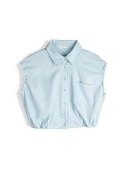 GATE Krótka koszula z domieszką lnu|Damskie Koszulki I Topy·Koszule Damskie