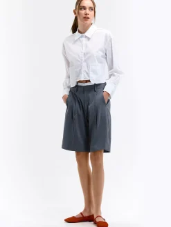 GATE Krótka koszula z kieszeniami|Damskie Koszulki I Topy·Koszule Damskie