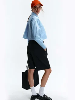 GATE Krótka koszula z kieszeniami|Damskie Koszulki I Topy·Koszule Damskie