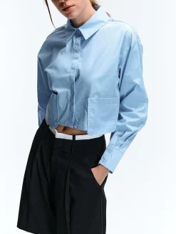 GATE Krótka koszula z kieszeniami|Damskie Koszulki I Topy·Koszule Damskie