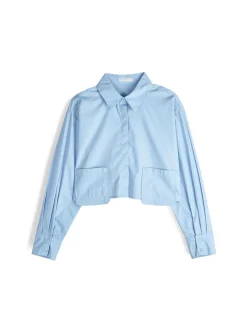 GATE Krótka koszula z kieszeniami|Damskie Koszulki I Topy·Koszule Damskie