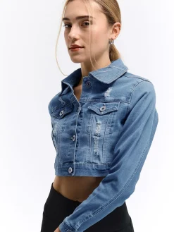 GATE Krótka kurtka dżinsowa| Kurtki I Płaszcze·Kurtki Przejściowe