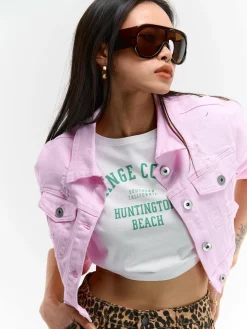 GATE Krótka kurtka dżinsowa| Kurtki I Płaszcze·Kurtki Przejściowe