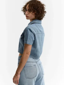 GATE Krótka kurtka dżinsowa z krótkimi rękawami| Kurtki I Płaszcze·Kurtki Przejściowe