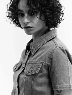 GATE Krótka kurtka dżinsowa z krótkimi rękawami| Kurtki I Płaszcze·Kurtki Przejściowe