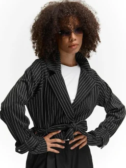 GATE Krótka kurtka w paski| Kurtki I Płaszcze·Kurtki Przejściowe