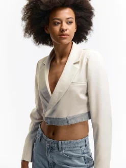 GATE Krótka kurtka z dżinsowymi detalami| Kurtki I Płaszcze·Żakiety