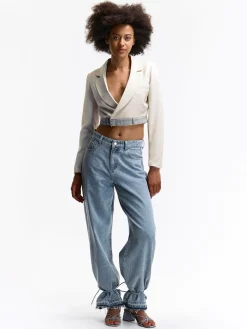 GATE Krótka kurtka z dżinsowymi detalami| Kurtki I Płaszcze·Żakiety